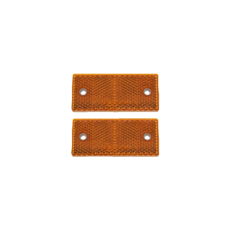 univerzální odrazka obdélník s dvěma otvory pro uchycení, oranžová (69x31,5 mm) 2 ks