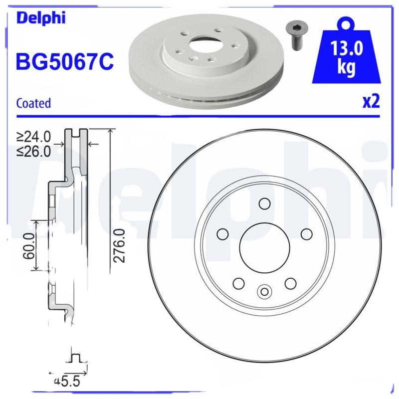 DELPHI Brzdový kotúč BG5067C