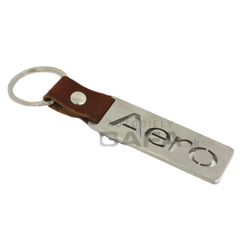 Kľučenka z nerezovej ocele a koženého ramienka AERO