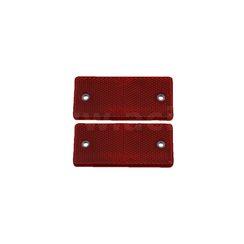 univerzální odrazka obdélník s dvěma otvory pro uchycení, červená (94x44 mm) 2 ks