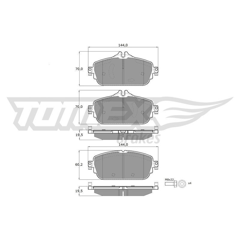 TOMEX Sada brzdových platničiek kotúčovej brzdy TX 18-74