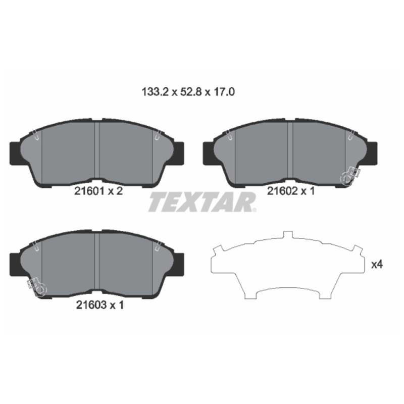 TEXTAR Sada brzdových platničiek kotúčovej brzdy 2160101