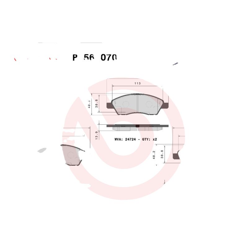 BREMBO Sada brzdových platničiek kotúčovej brzdy P56070