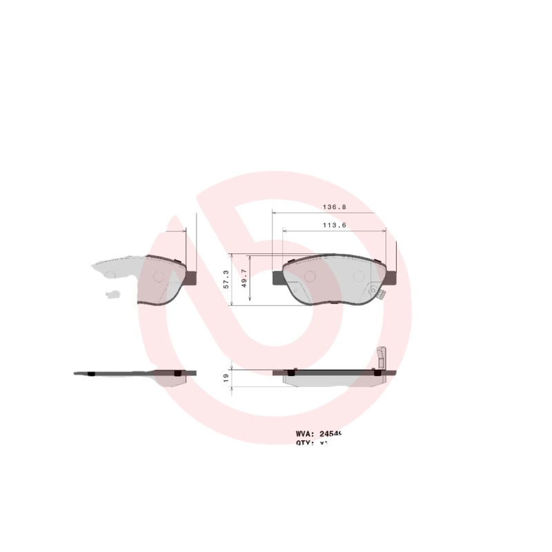 BREMBO Sada brzdových platničiek kotúčovej brzdy P59052