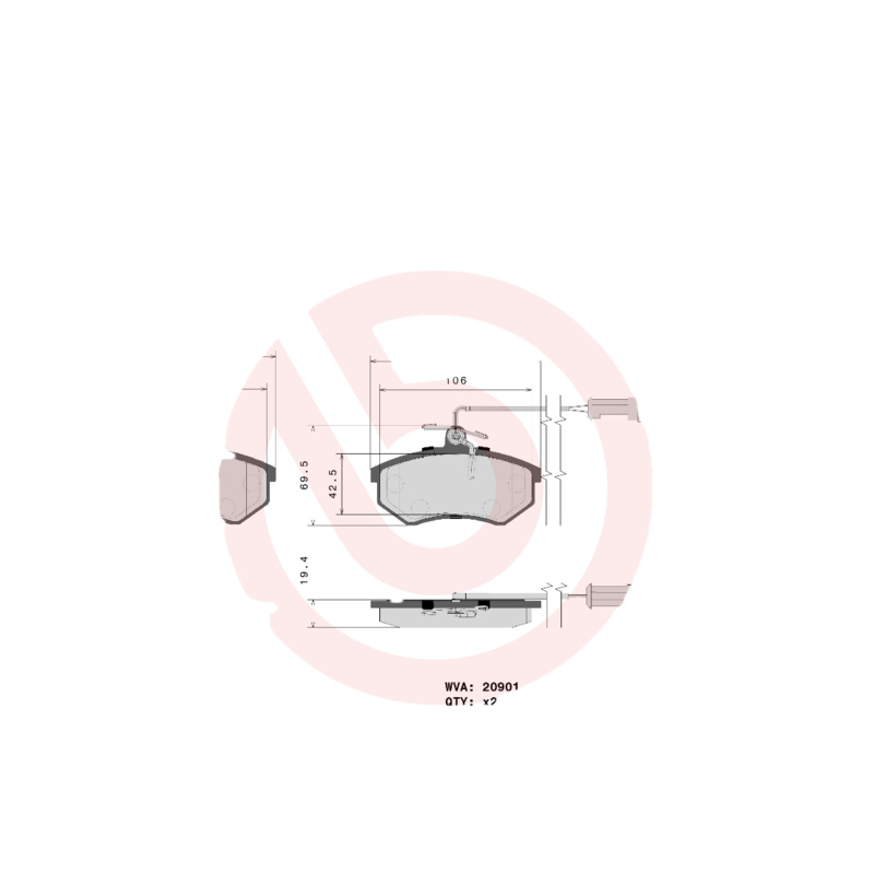 BREMBO Sada brzdových platničiek kotúčovej brzdy P85016