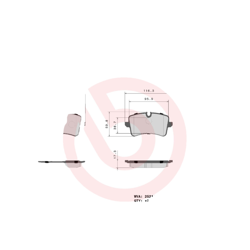 BREMBO Sada brzdových platničiek kotúčovej brzdy P85117