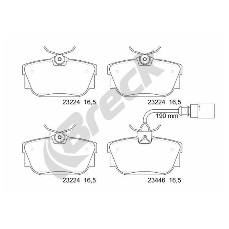 BRECK Sada brzdových platničiek kotúčovej brzdy 232240070210