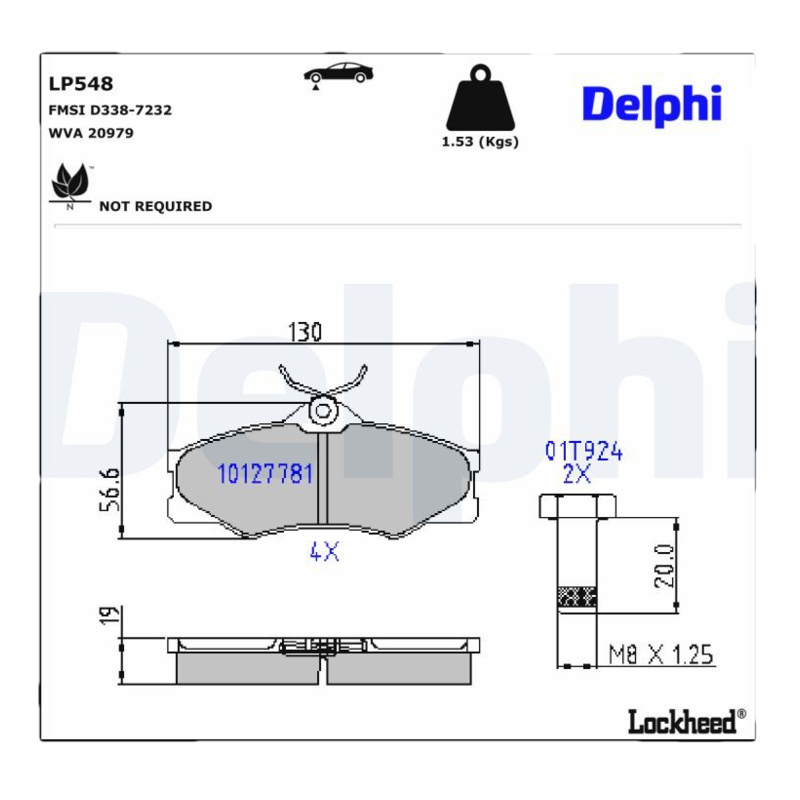 DELPHI Sada brzdových platničiek kotúčovej brzdy LP548