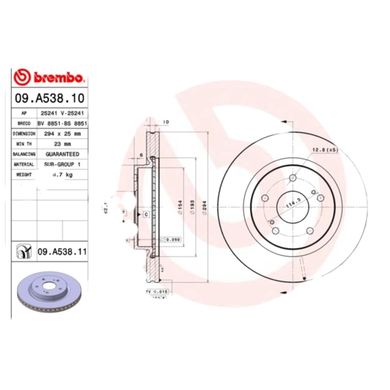 BREMBO Brzdový kotúč 09A53811