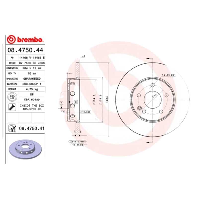 BREMBO Brzdový kotúč 08475041