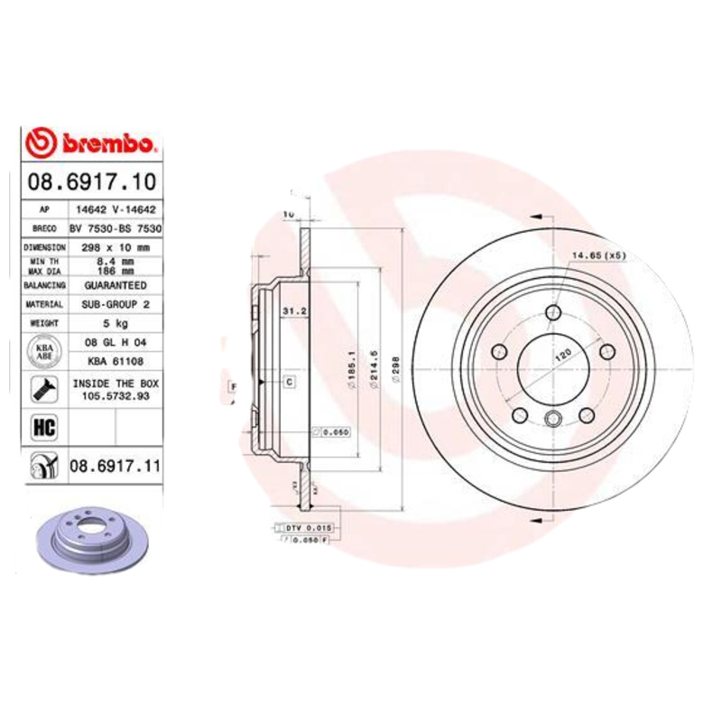 BREMBO Brzdový kotúč 08691711