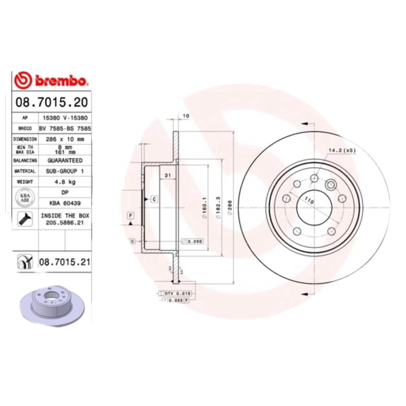 BREMBO Brzdový kotúč 08701521