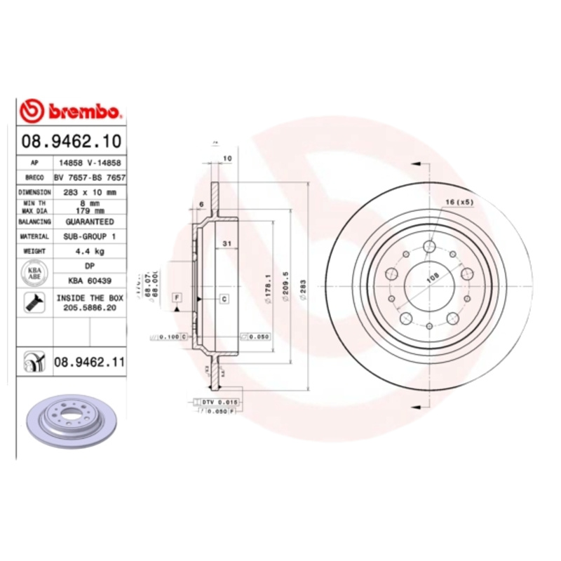 BREMBO Brzdový kotúč 08946211