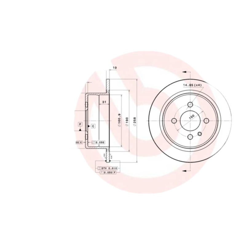 BREMBO Brzdový kotúč 08950410