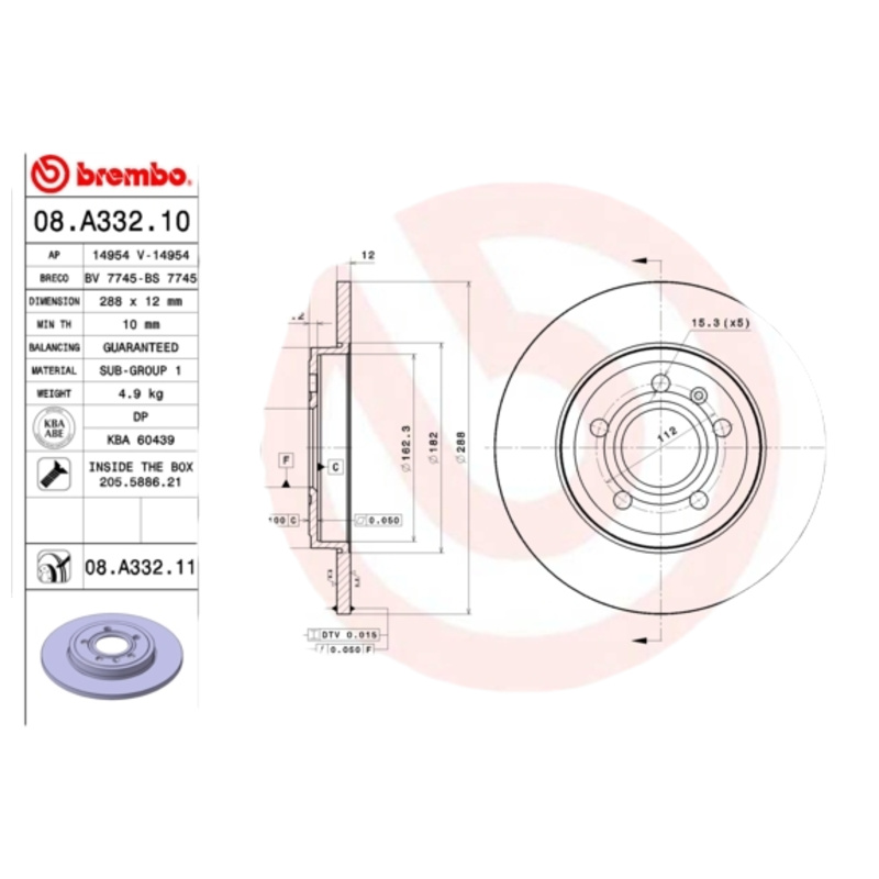 BREMBO Brzdový kotúč 08A33211