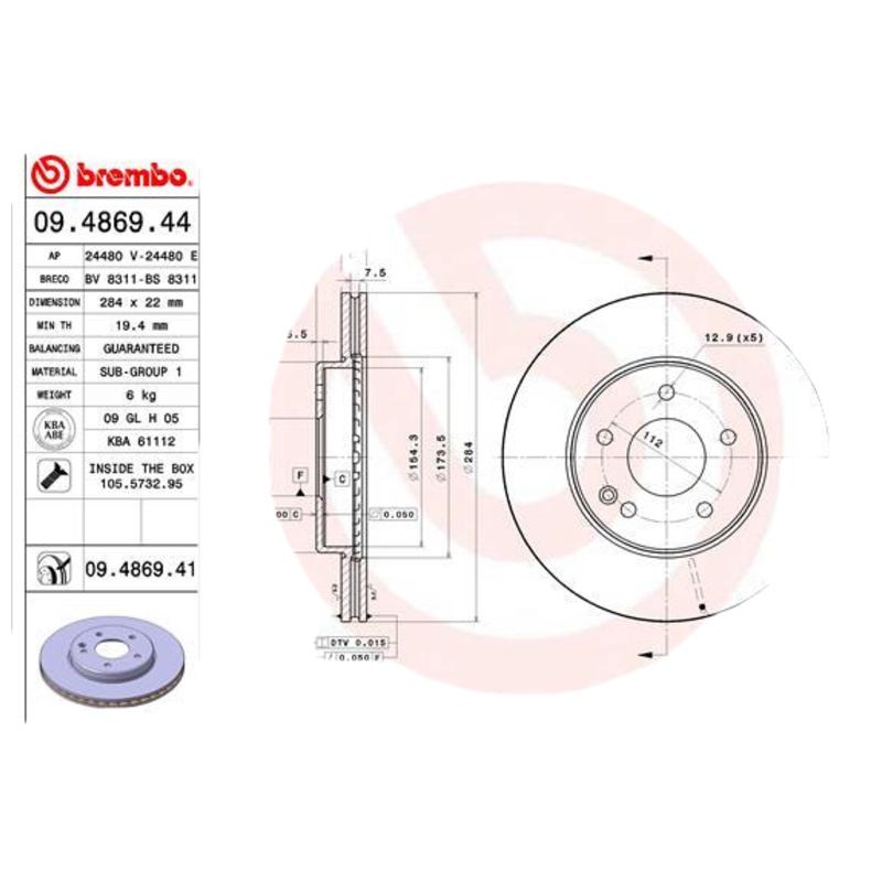 BREMBO Brzdový kotúč 09486941