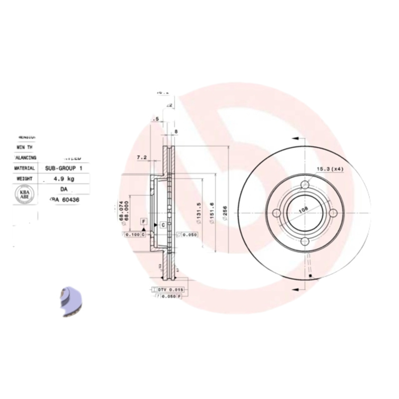 BREMBO Brzdový kotúč 09503310