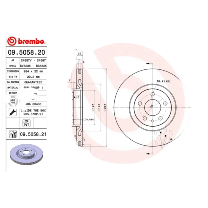 BREMBO Brzdový kotúč 09505821