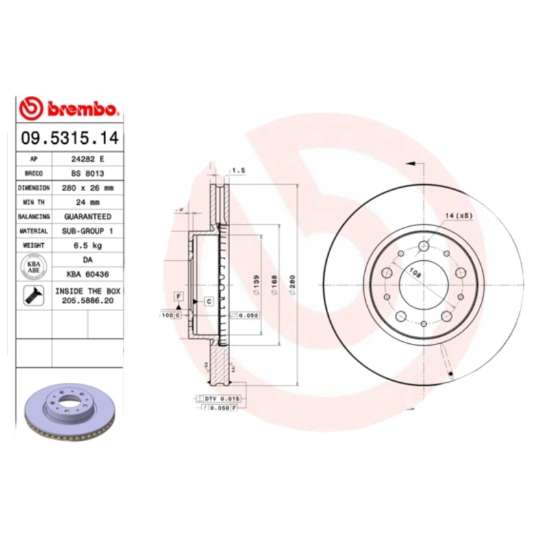 BREMBO Brzdový kotúč 09531514