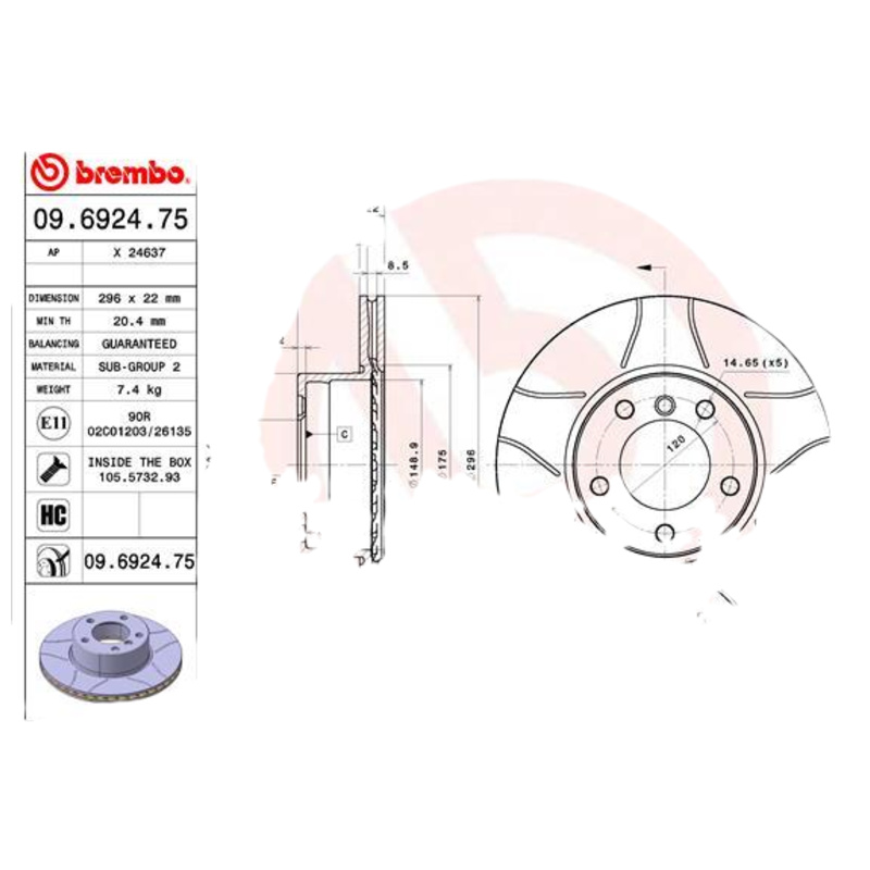 BREMBO Brzdový kotúč 09692475