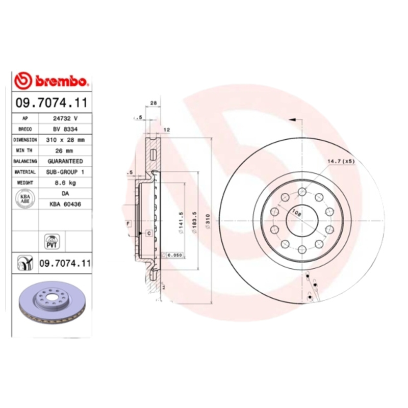 BREMBO Brzdový kotúč 09707411