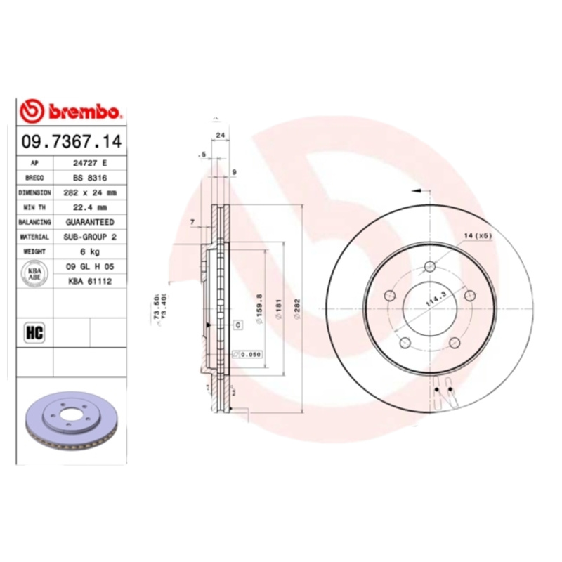 BREMBO Brzdový kotúč 09736714