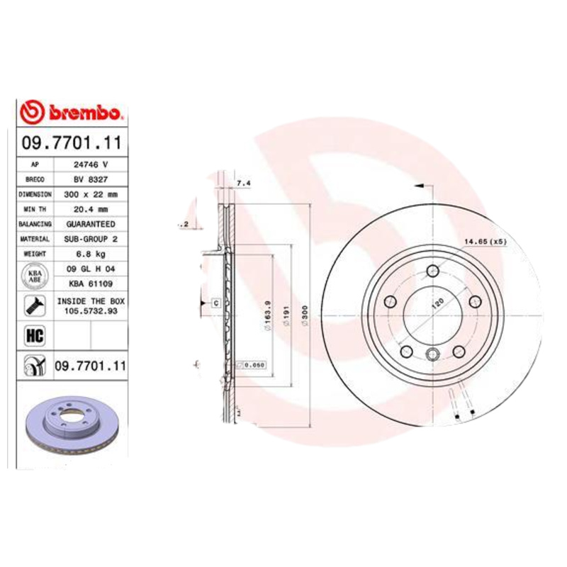 BREMBO Brzdový kotúč 09770111