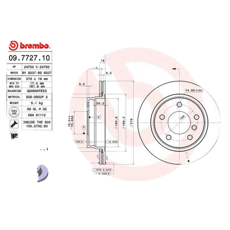 BREMBO Brzdový kotúč 09772711