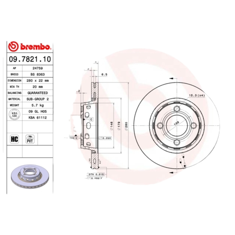 BREMBO Brzdový kotúč 09782110