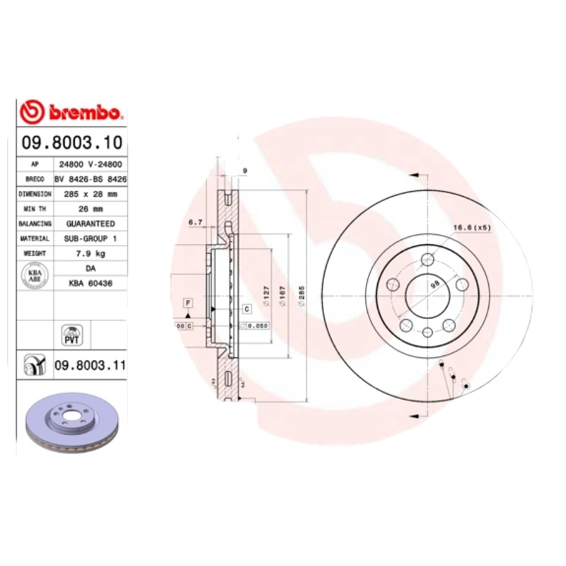 BREMBO Brzdový kotúč 09800311