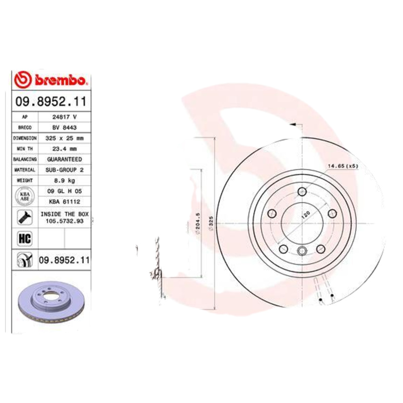 BREMBO Brzdový kotúč 09895211