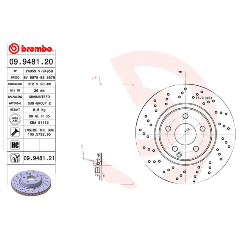 BREMBO Brzdový kotúč 09948121