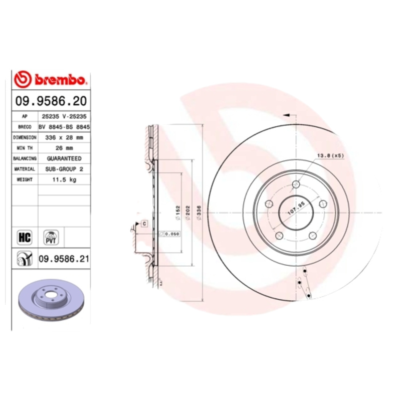 BREMBO Brzdový kotúč 09958621