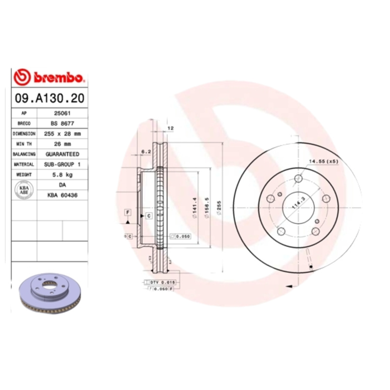 BREMBO Brzdový kotúč 09A13020
