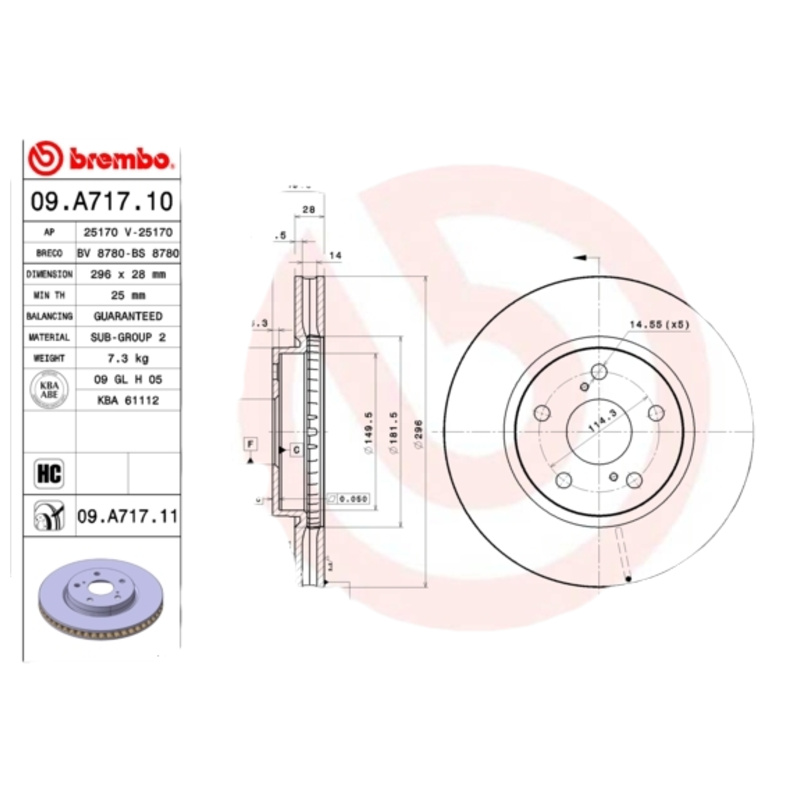 BREMBO Brzdový kotúč 09A71711