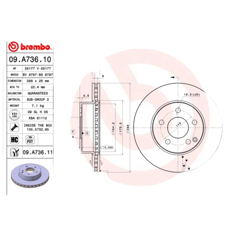 BREMBO Brzdový kotúč 09A73611