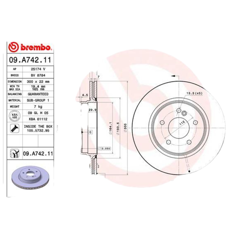 BREMBO Brzdový kotúč 09A74211