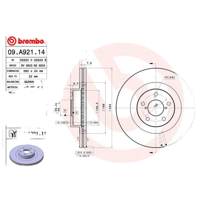 BREMBO Brzdový kotúč 09A92111