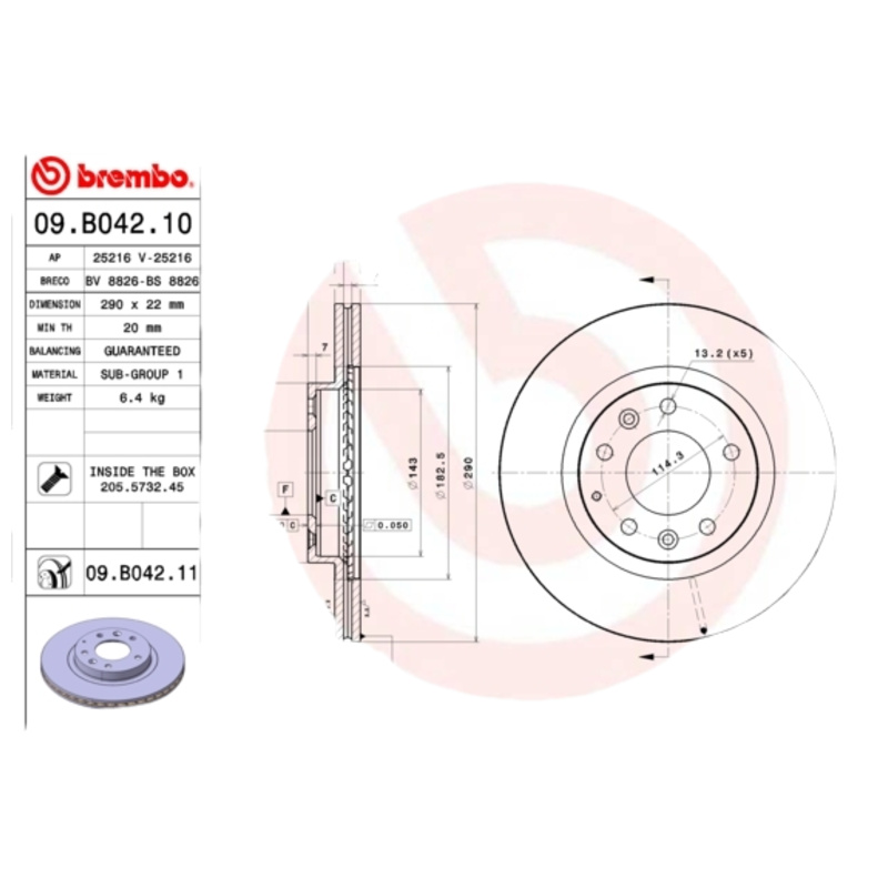 BREMBO Brzdový kotúč 09B04211