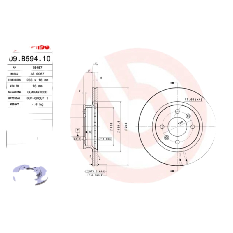 BREMBO Brzdový kotúč 09B59410