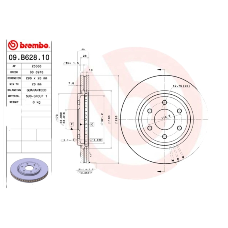 BREMBO Brzdový kotúč 09B62810