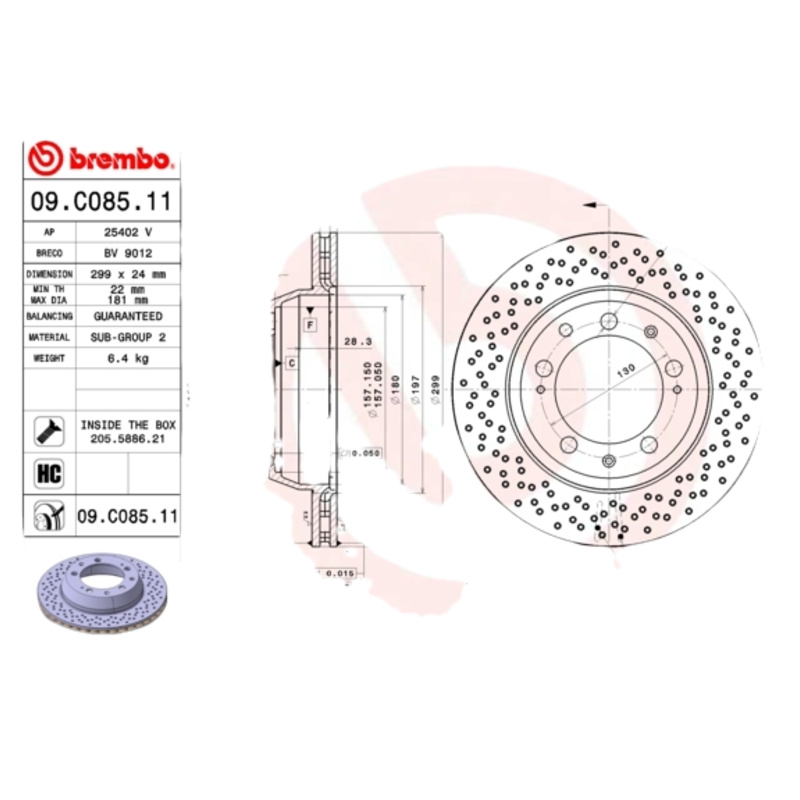 BREMBO Brzdový kotúč 09C08511