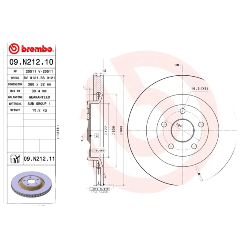 BREMBO Brzdový kotúč 09N21211