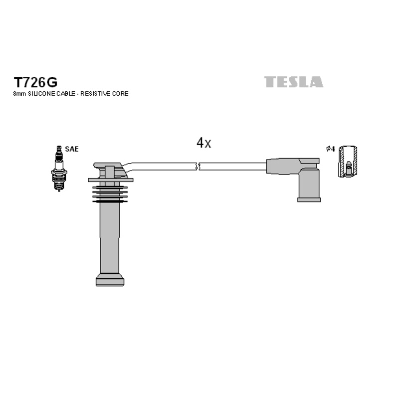 TESLA Sada zapaľovacích káblov T726G