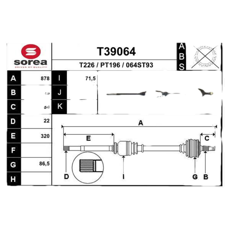 EAI Hnací hriadeľ T39064