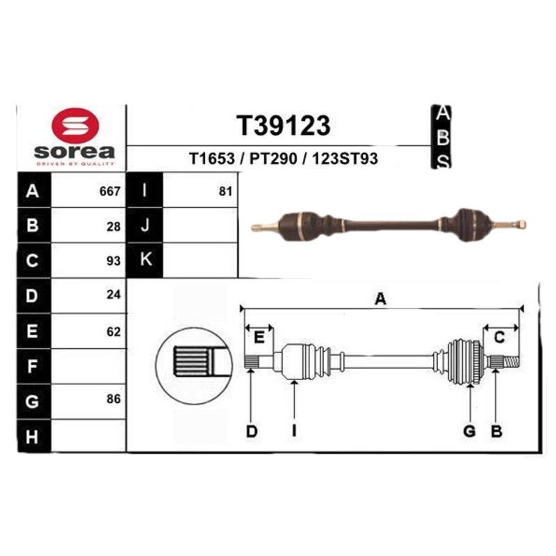 EAI Hnací hriadeľ T39123