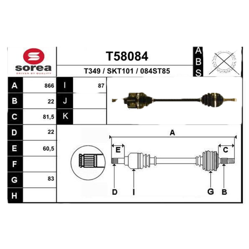 EAI Hnací hriadeľ T58084