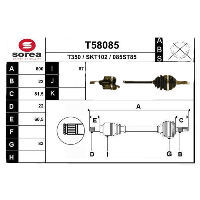 EAI Hnací hriadeľ T58085