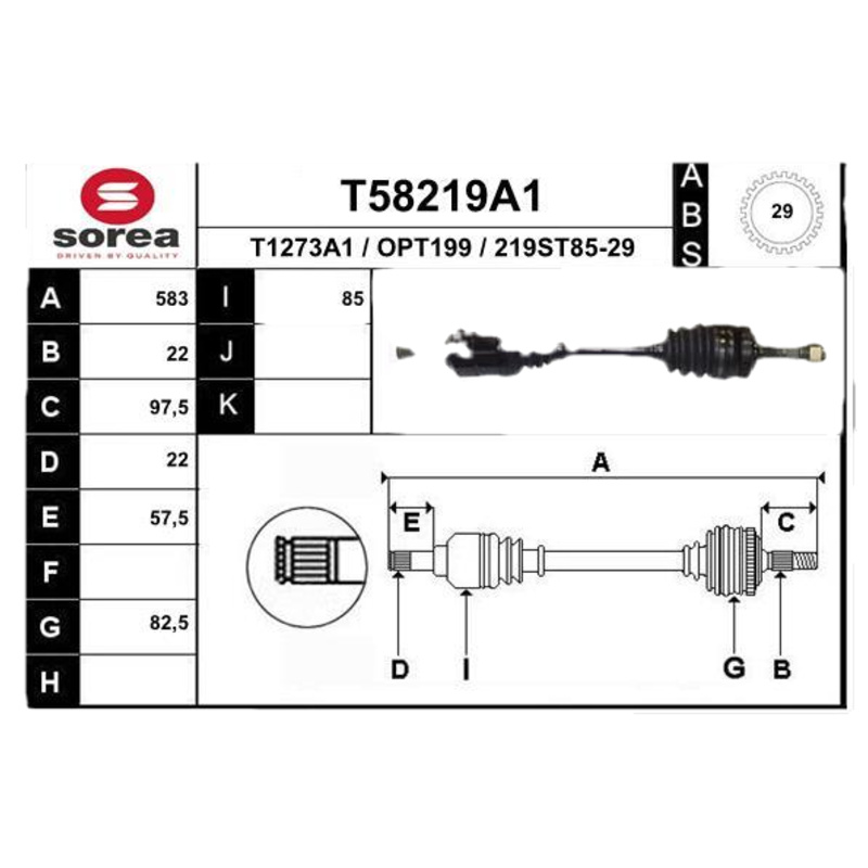 EAI Hnací hriadeľ T58219A1