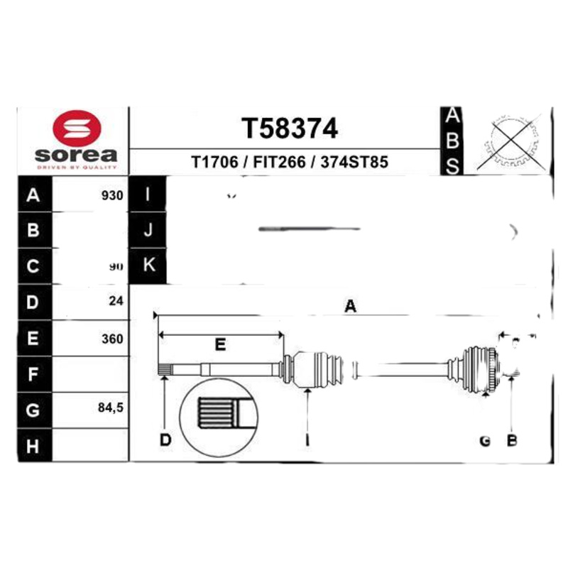 EAI Hnací hriadeľ T58374